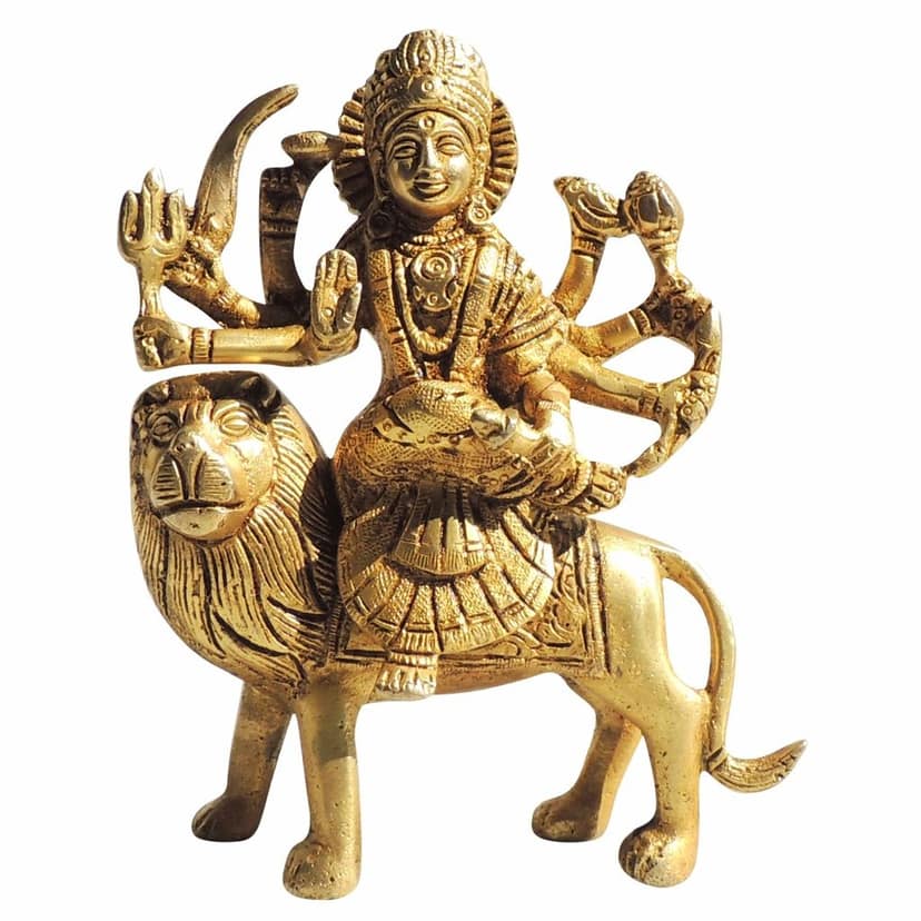 Brass Durga Ji Showpiece with Super Fine Finish - Handcrafted Divine Goddess Statue, Height : 6 Inch (BSMAS021) view 2