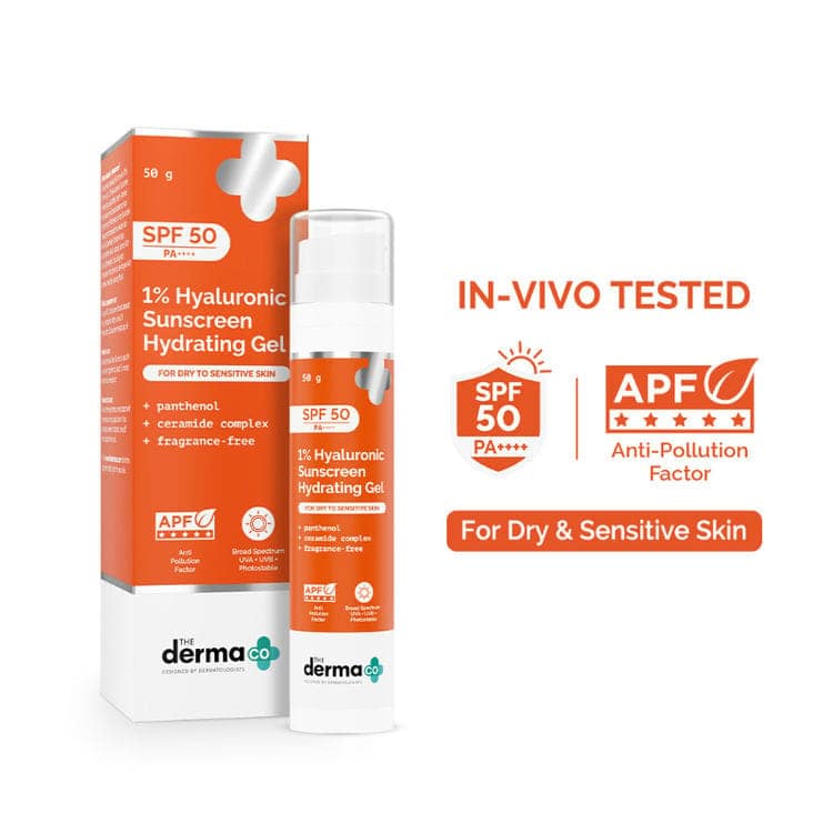 The Derma Co 1% Hyaluronic Sunscreen Hydrating Gel Spf 50 Pa++++ For Dry & Sen... - In-Vivo tested (50g) view 8