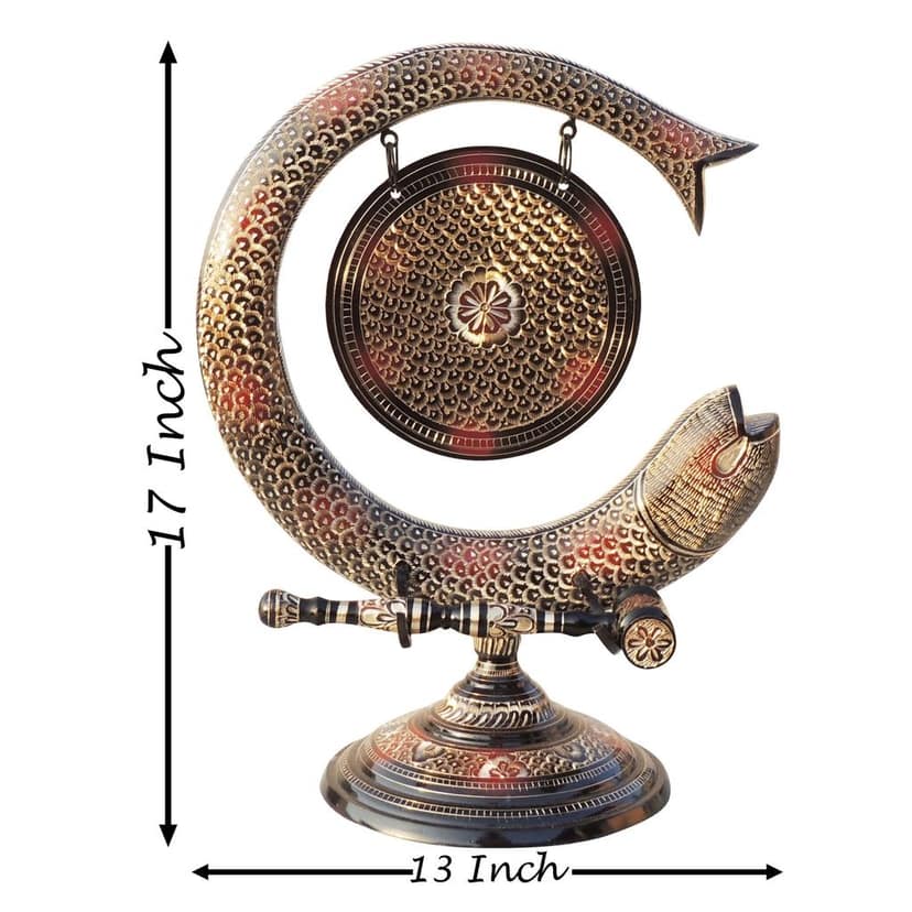 Brass Handcrafted Fish Bell - Home Decor Dinner & Puja Bell, Height : 17 Inch (ANMAS172 B) view 2
