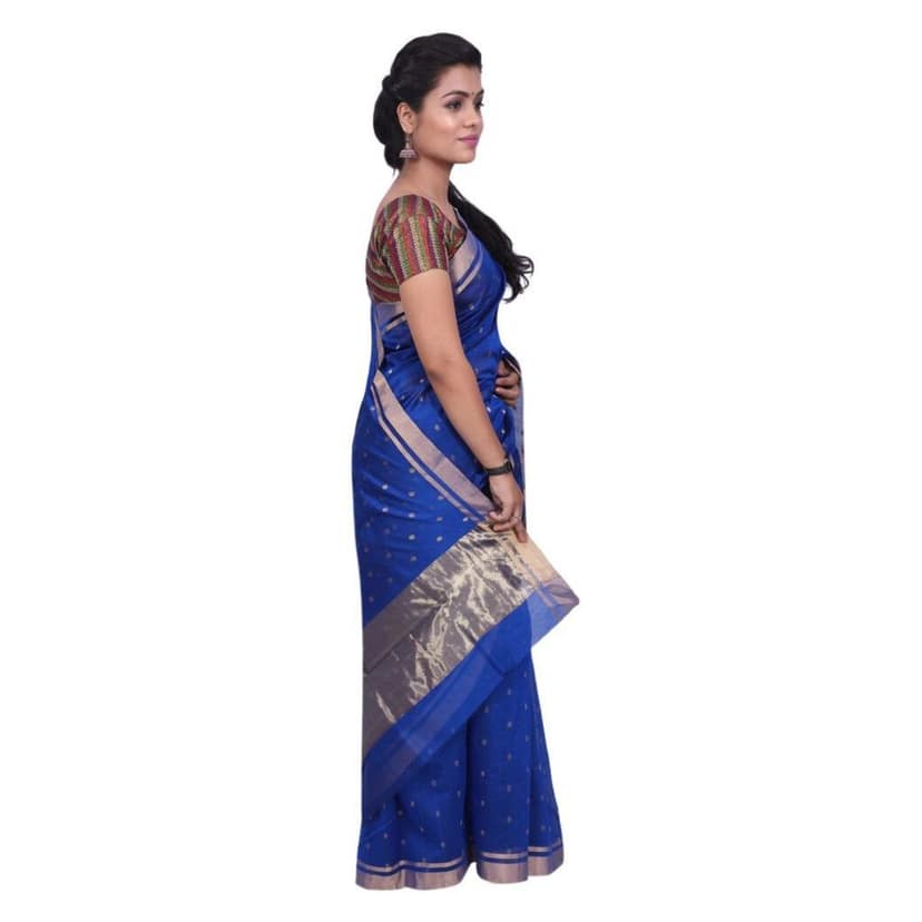 HANDLOOM CHANDERI SAREE- MERCERISED(COTTON+SILK MIX) WITH BLOUSE | SKU - 1SC104231220 SAREE- 80 view 2