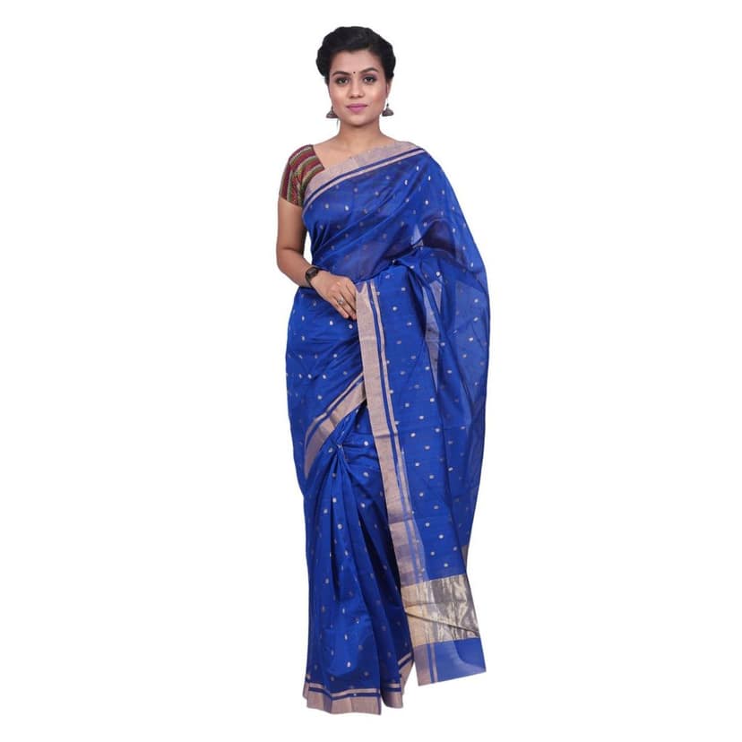 HANDLOOM CHANDERI SAREE- MERCERISED(COTTON+SILK MIX) WITH BLOUSE | SKU - 1SC104231220 SAREE- 80 view 4