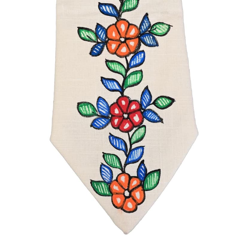 Pure Cotton Handmade madhubani Tie Multi Colour Elegance for Formal and Business Wear, Handcrafted, Handpainted SH (Size standard) view 3