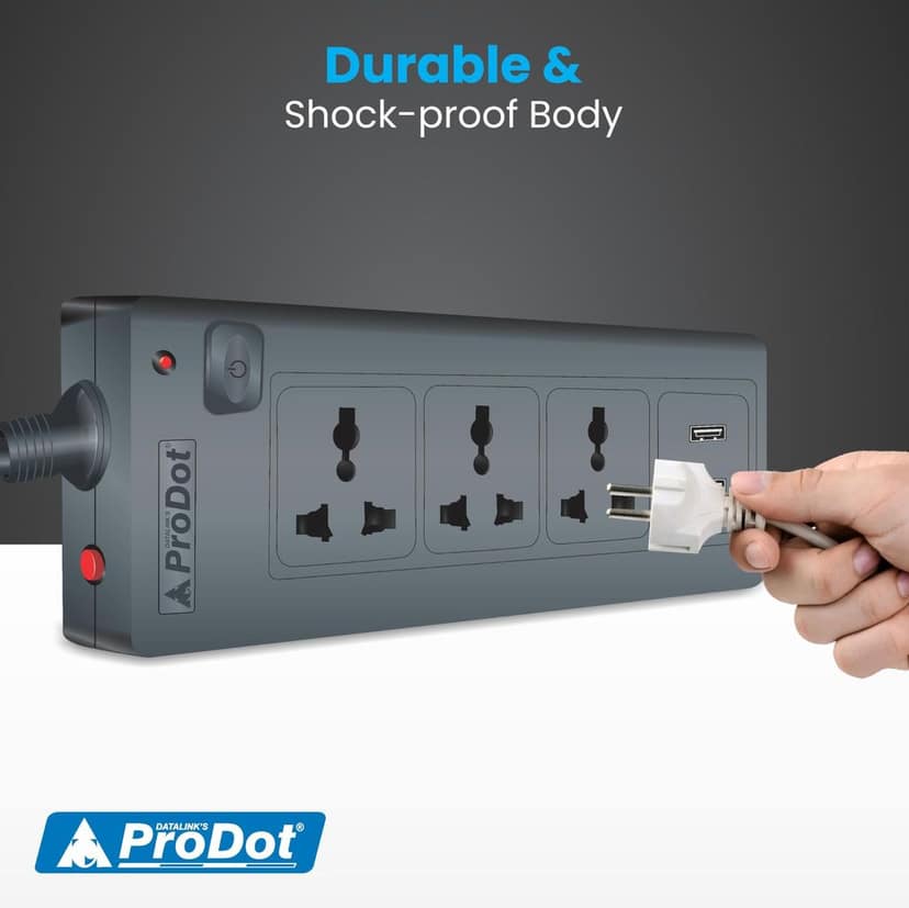 PRODOT Power Spike Guard, Strip Surge Protector with Master Switch and 3 Outlets with 2 USB, Heavy Duty Extension Cord for Home, Office, Travel & Phone Charging Bricks view 8