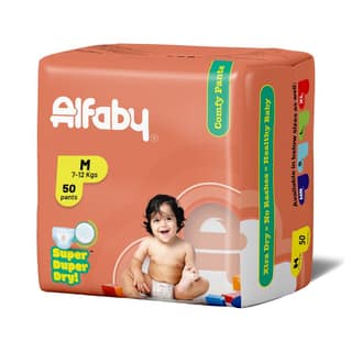 Alfaby Super Duper Dry Comfy Pants - Diapers for Babies Size M (7-12 kgs) - Pack of 50