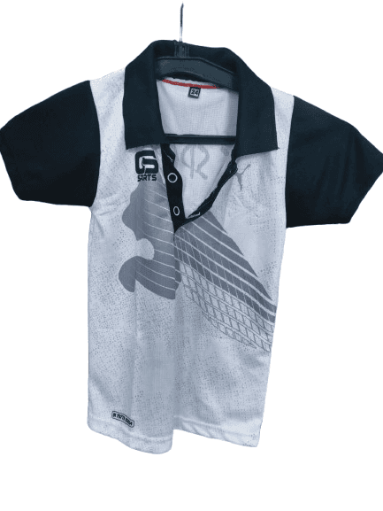 GS Sports Men's/Boys' White & Black Performance Polo T-Shirt view 2