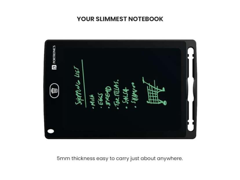 Portronics Ruffpad 8.5 Green Colour LCD, One-Press Erase, 8.5 Inches Screen, Erase Lock Switch view 2