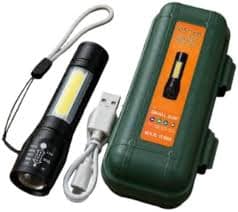 Portable COB LED Flashlight Torch with Protective Storage Case for Home, Outdoor and Emergency Use