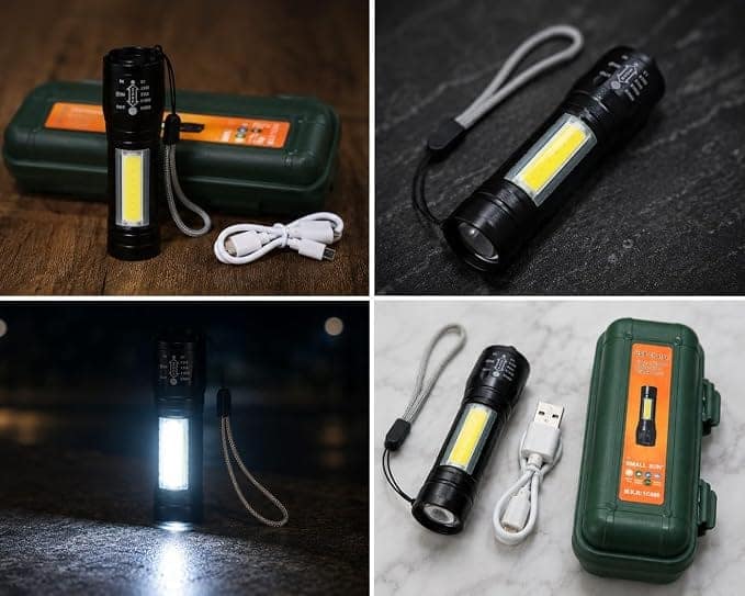 Portable COB LED Flashlight Torch with Protective Storage Case for Home, Outdoor and Emergency Use view 3