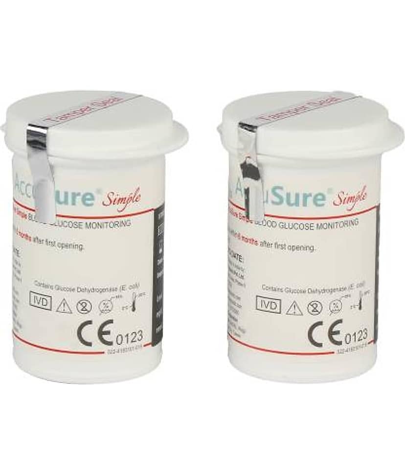ACCUSURE Simple Blood Glucose Test 100 Strips, 2 X 50 Test Strip (Multicolor) view 2