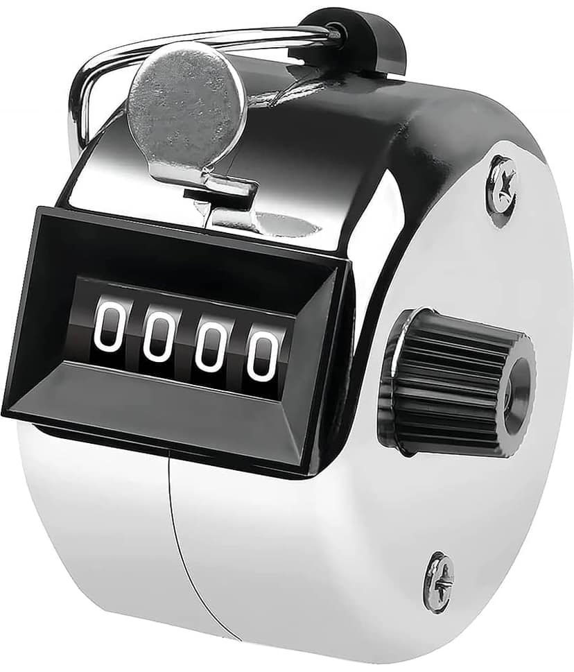Tally Counter, 4-Digit Metal Hand Finger Counter for Jaap Counter, Tasbeeh Counter, Counting, Knitting, Coaching Golf, Lap, Fishing (Pack of 1)
