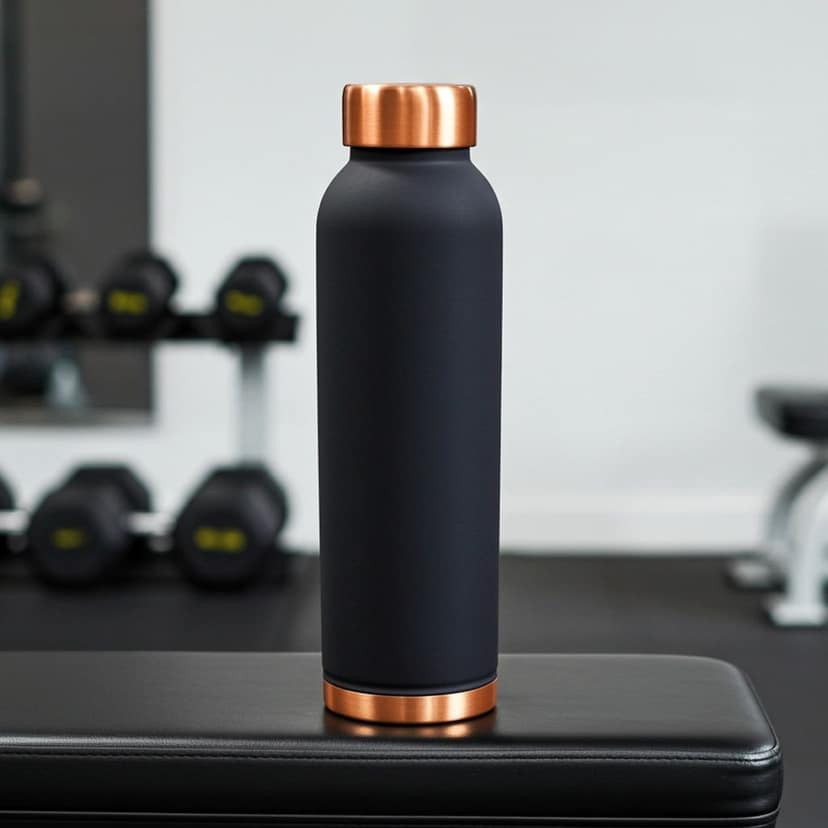 Copper Water Bottle 900 ML | Premium Ayurvedic Copper Drinkware , Height : 10.5 Inch (BCMAS202 I) view 2