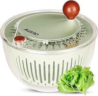 AGARO Elite Salad Spinner, 5L, Vegetable Cleaner & Dryer, Removes Excess Water & Pesticides, Cleans Vegetables Thoroughly, for Mixing Salad with Dressing, Drying Pasta, BPA Free Food-Grade Plastic