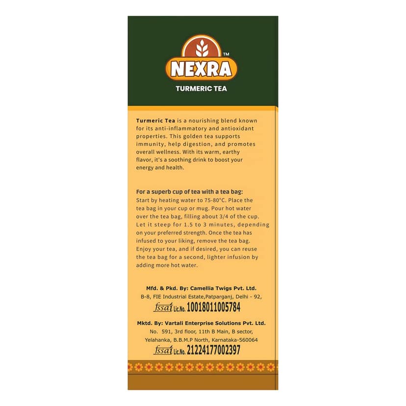 Nexra - Turmeric Glow Herbal Tea - 30 Tea Bags | Natural Turmeric Blend for Wellness, Immunity Boost, and Radiant Health view 2