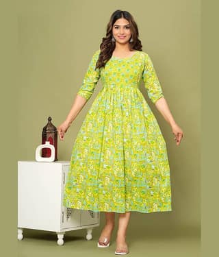 Nevisha Style Green Cotton Maternity Kurta Single