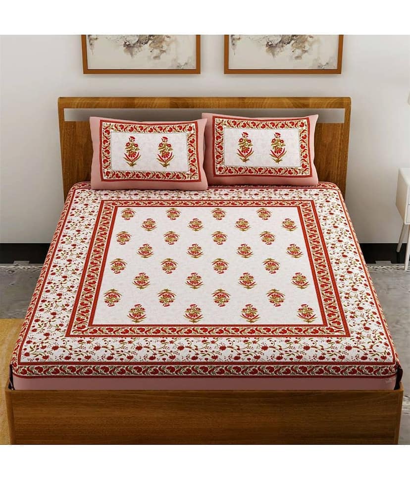 Uniqchoice Cotton Double Bedsheet ( Turquoise )