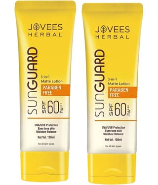 Jovees Herbal Sun Guard Lotion SPF 60 PA+++ 3 in 1, Even Tone Skin For All Skin 100ml (Pack of 2)