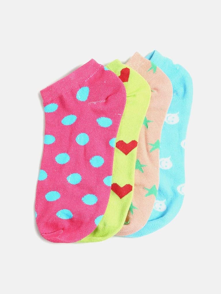 Kolor Fusion Women Assorted Ankle Length Cotton Socks (Pack Of 4) view 7