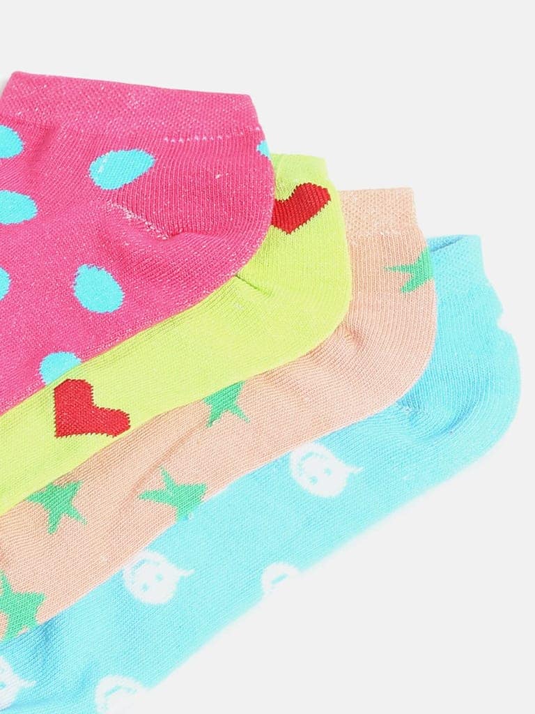 Kolor Fusion Women Assorted Ankle Length Cotton Socks (Pack Of 4) view 8