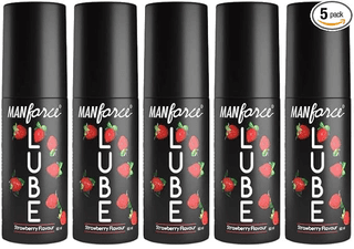 Manforce Lube Lubrication Gel for Men & Women Water-Based Gel Skin-Friendly Safe to Use with Condoms Strawberry Flavoured 60ml x pack of 5