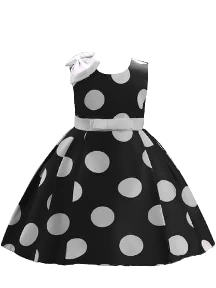 Buy & Try Girl's Satin Polka Dot Printed Frock Dress for Kids.