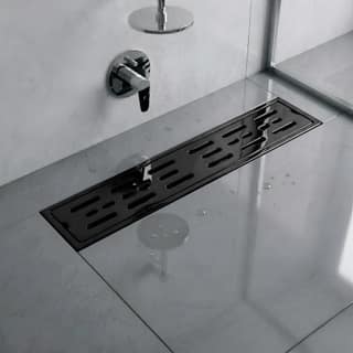 Ceramic (30 x 4 Inches) Melamine Shower Channel Floor Drain Black Glossy Finish (RB-221)