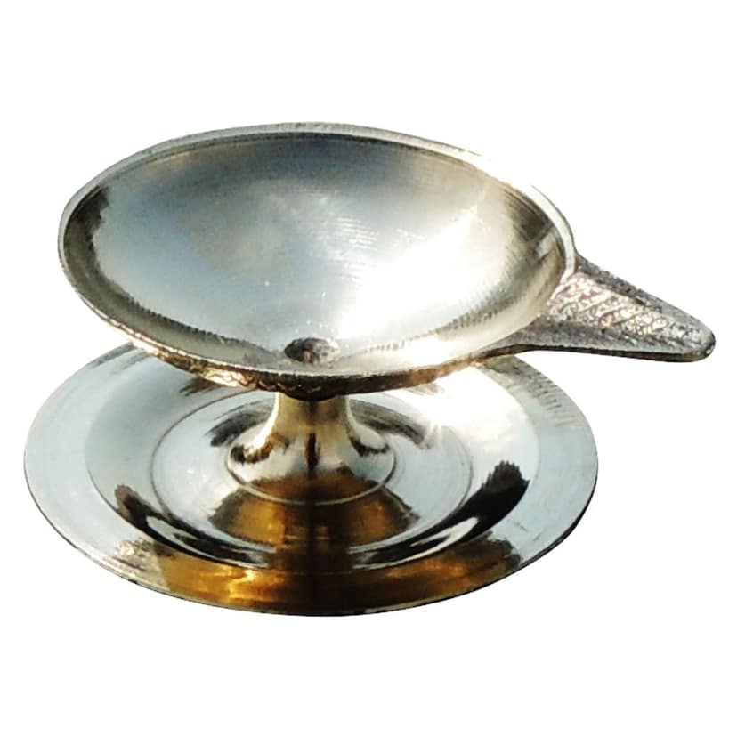 Brass Pandeep Plate Deepak, Oil Lamp No. 3 - Elegant Brass Lamp for Home D?cor, Height : 1.1 Inch (ZMAS146 D) view 2