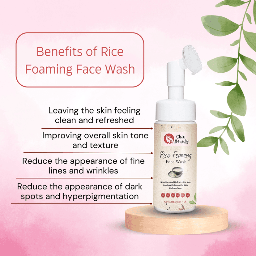 Chic Beauty Rice Water Combo Kit for Strong Root and Long Hair (Rice Bran Hair oil 100ML + Rice Foaming Face Wash with Built-in Silicone Brush 150ml + Rice Water Shampoo 300ml + Rice Water Conditioner 300ml + Hair Growth Serum 30ML) view 2