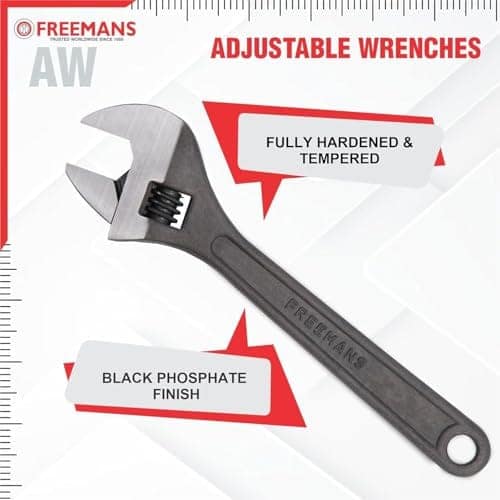 FREEMANS 6" Phosphate Finish, Anti-Corrosion Adjustable Wrench Spanner, Adjustable Wrench for All Nut Sizes, Easy to Grip Wrench, Universal Wrench, Plumbing Tool (6-Inch) view 3
