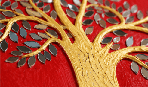 Handmade Mirror Leaf Art with Decorative Mirror Work view 3