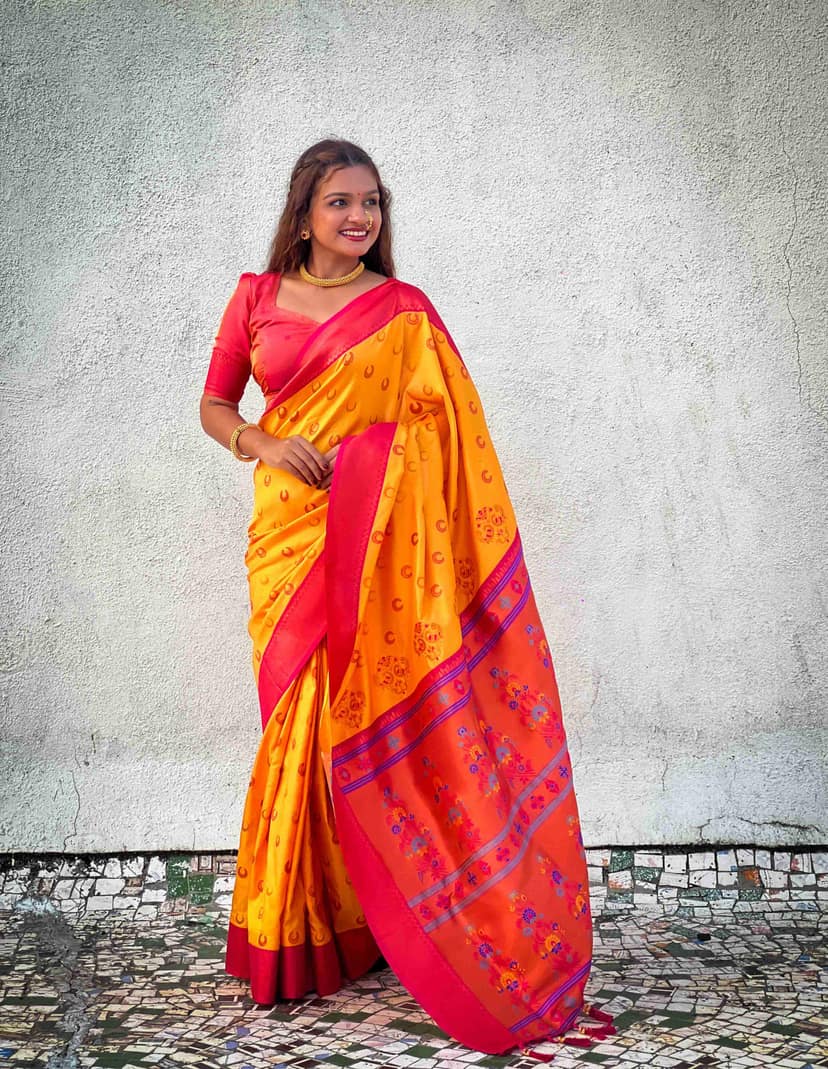 Yavira Silk Yellow Women Jacquard Sarees