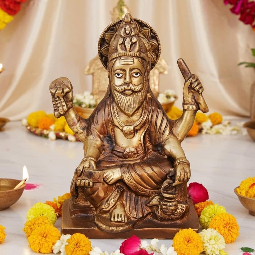 Brass Showpiece Vishwakarma Statue, Height : 7.5 Inch (BSMAS922 A)