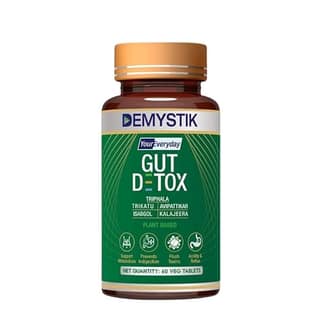 Demystik Gut Detox with the goodness of Trikatu, Isabgol, Triphala, Avipattikar & Kalajeera | Health Cleanse Purify | Stomach Cleanse, Purify Digestion, Metabolism, Toxin Removal, Acidity & Gas Control Supplement(60 Tablets - Pack of 1)