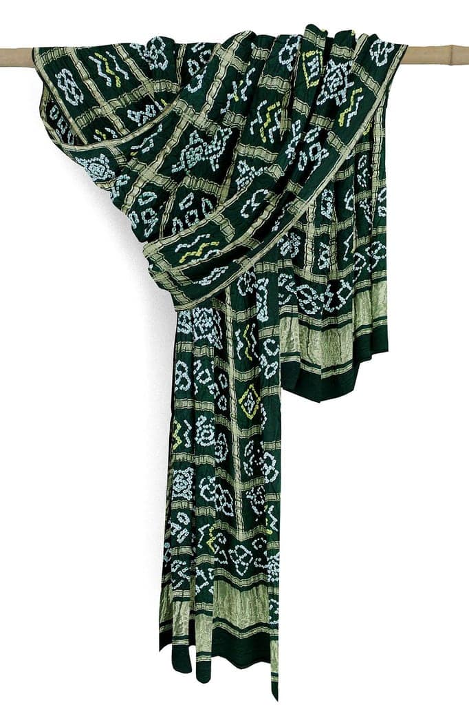 Garvi Gurjari (A Gujarat Govt Enterprise Green Handwoven Gaji Silk Bandhani Dupatta(GGCGBD16) view 2