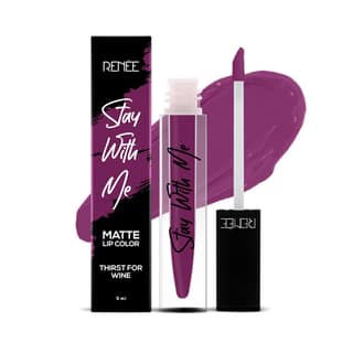 RENEE Stay With Me Matte Lipstick - Thirst For Wine l Transfer Proof, Smudge & Waterproof | Long Stay l Highly Pigmented l Velvety, Matte Finish l Enriched with Vitamin E l Travel Friendly l 5 ml RENEE Stay With Me Matte Lipstick - Thirst For Wine l Tran