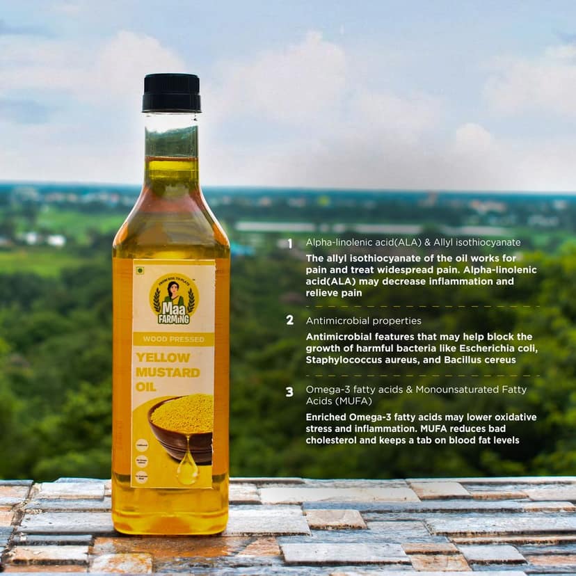 Maa Farming Wood-Pressed Yellow Mustard Oil - 1L view 3
