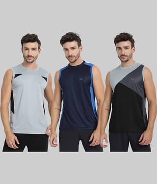 FTX Pack of 3 Polyester Basic Vest For Men ( Navy )
