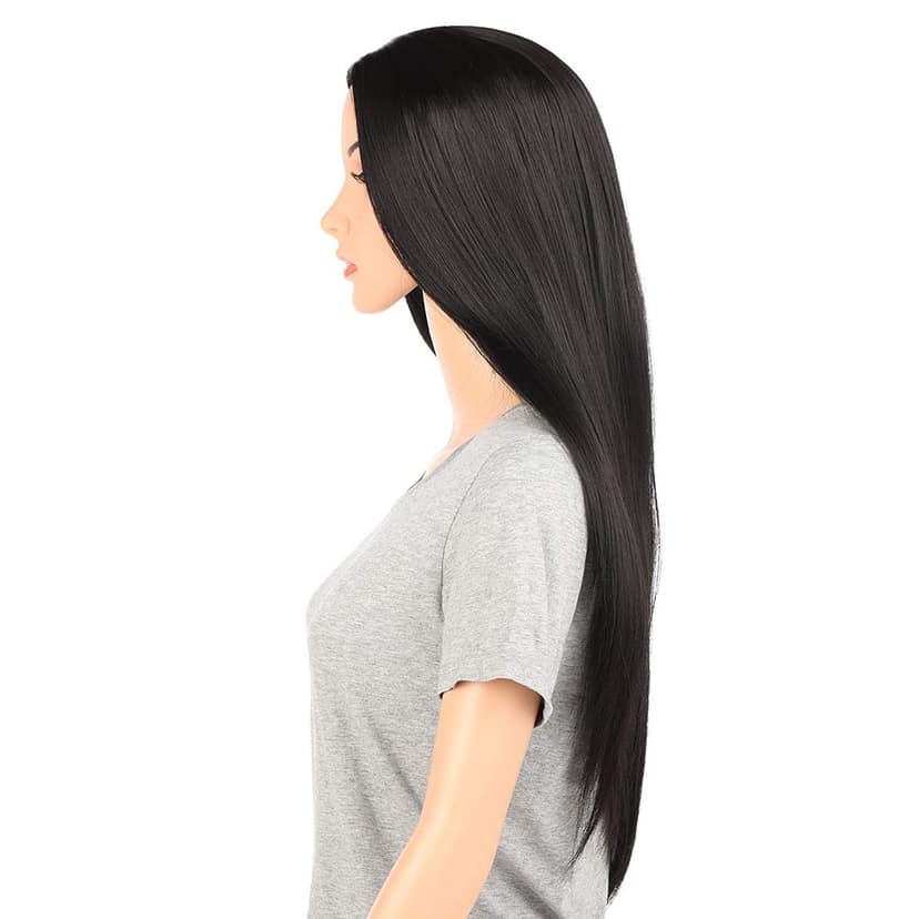 Akashkrishna Full Head Hair Wigs For Women Straight Synthetic Hair Wig Middle Parting Hair Wig Heat Resistant Synthetic Fiber (Black) view 3