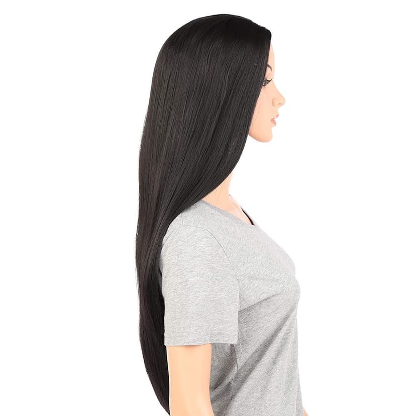 Akashkrishna Full Head Hair Wigs For Women Straight Synthetic Hair Wig Middle Parting Hair Wig Heat Resistant Synthetic Fiber (Black) view 4