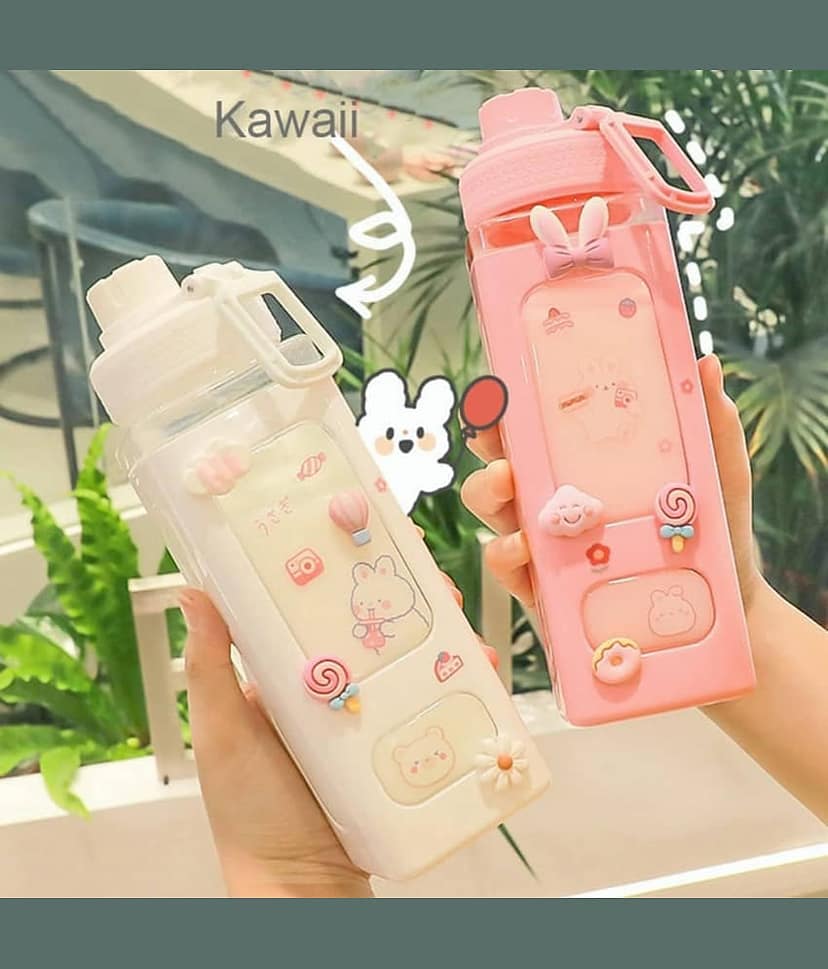Radhe Creation Cartoon water bottle for kids, kawaii water bottle Multicolour Plastic Water Bottle 700 mL ( Set of 1 )