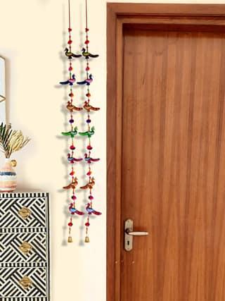 DreamKraft Birds Paper Mache Peacock Full Door Length Hanging (116 cm, Multicolor)