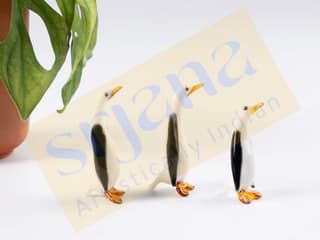 Srjana Hand Blown Glass Penguin Family of 3
