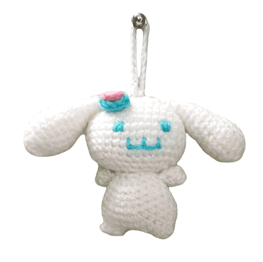 Cute White Crochet Bunny Keychain