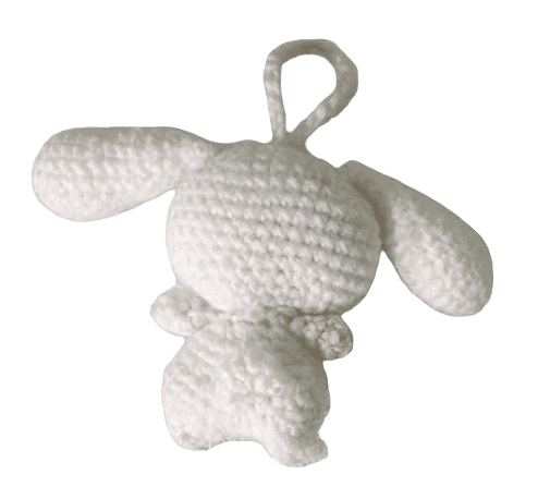 Cute White Crochet Bunny Keychain view 3
