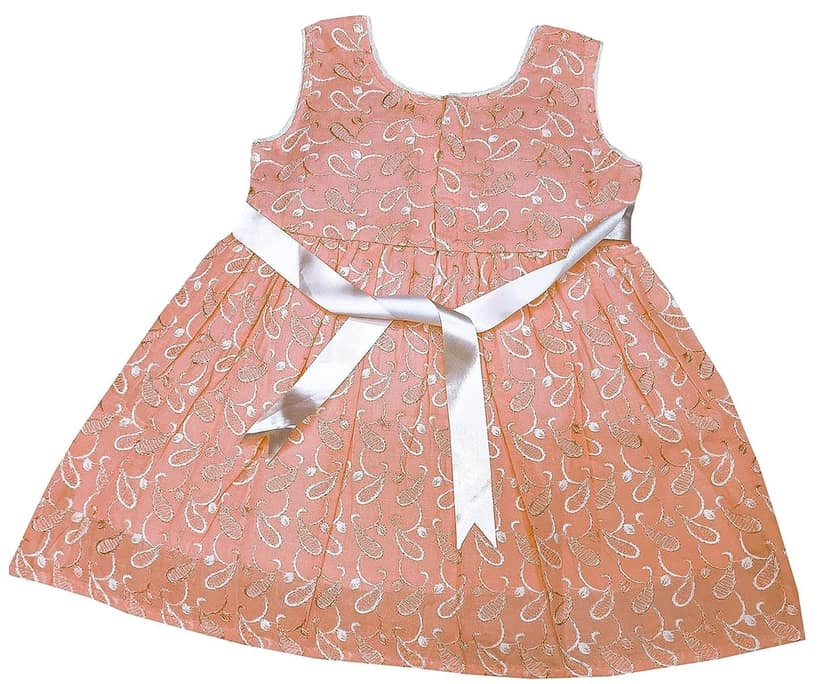 Empire Knee Length Cotton Blend Chikankari Dress