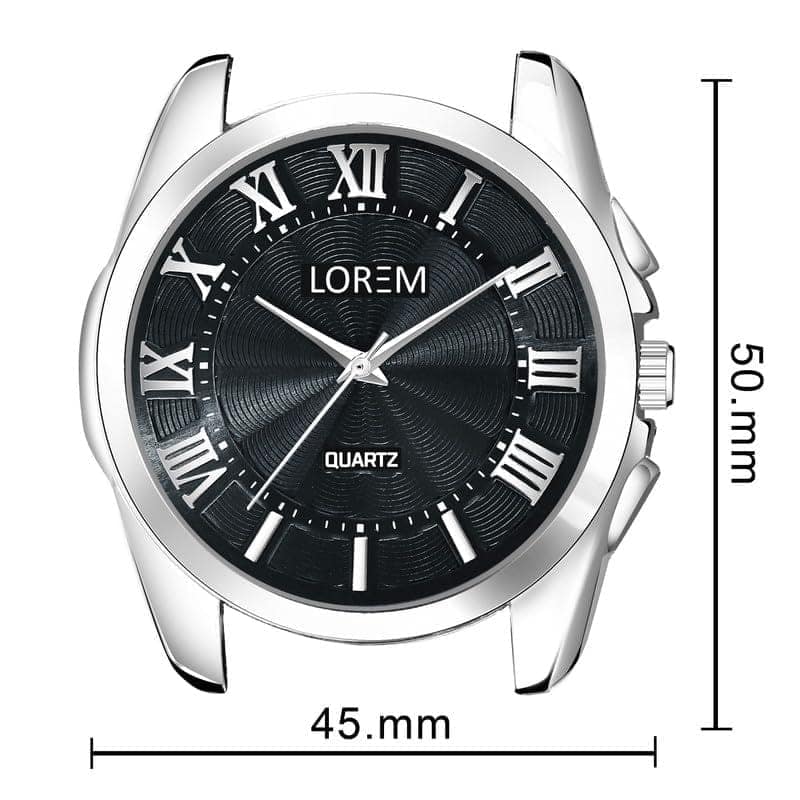 LOREM Black 3D Roman Stainless Steel Analog Watch for Men LR125-UF view 5