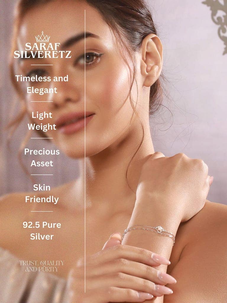 925 Sterling Silver Zircon & Pearl Embellished Floral Layered Wraparound AdjustableBracelet view 4
