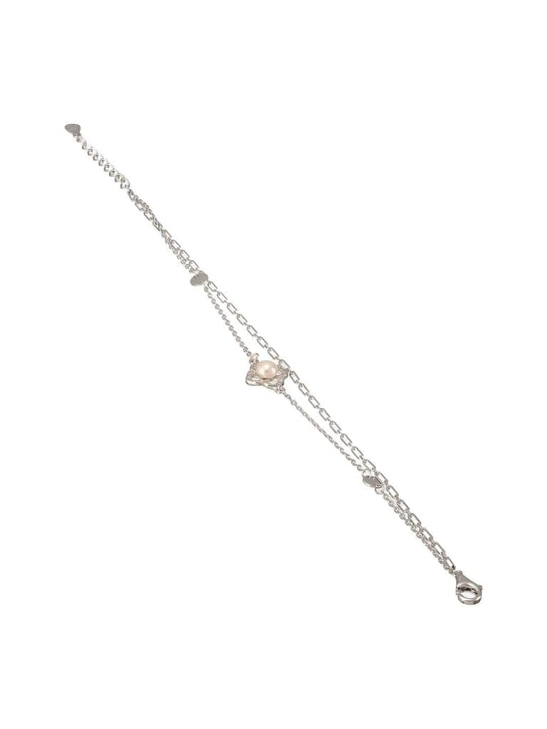 925 Sterling Silver Zircon & Pearl Embellished Floral Layered Wraparound AdjustableBracelet view 8