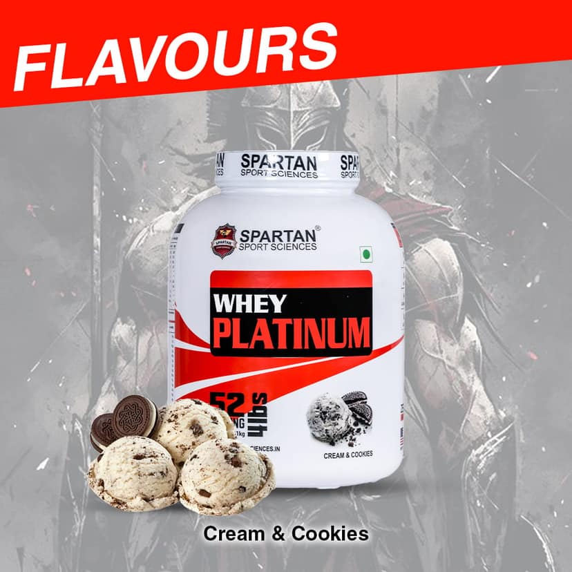 SPARTAN SPORT SCIENCE Whey Platinum Protein Powder Concentrate Supplement with 24g Protein, 12g EAA, 5g BCAA, 4g Glutaine Acid for Men & Women