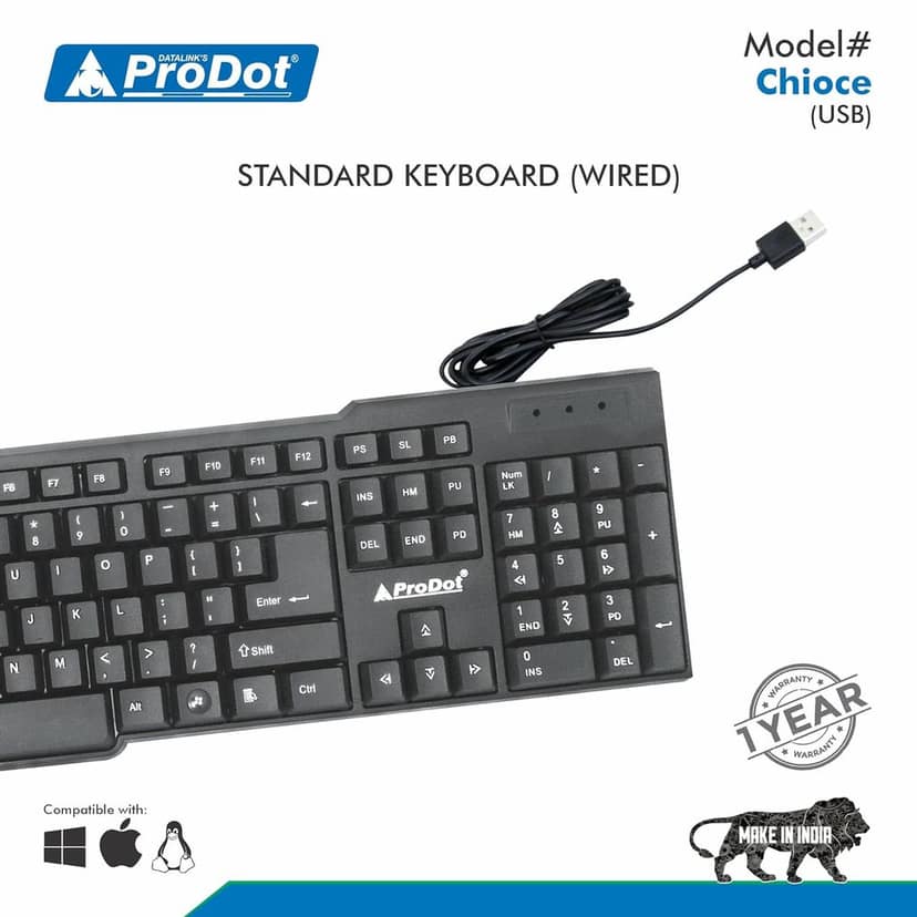 ProDot ProSeries Keyboard Choice Standard English/Wired USB Wired Keyboard view 4