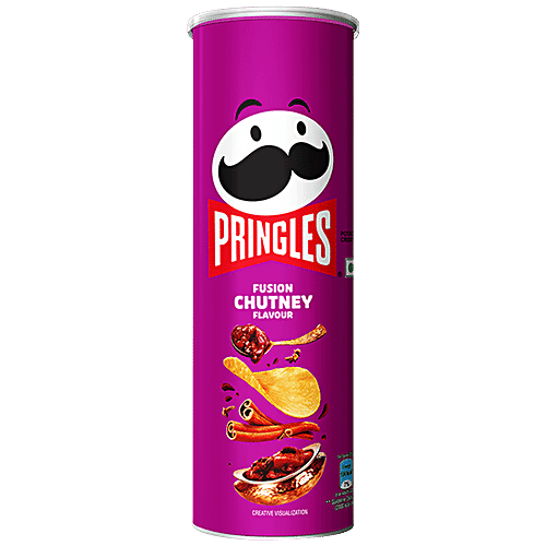 Pringles Potato Chips - Fusion Chutney Flavour, Crunchy & Crispy, 2x107 g Multipack